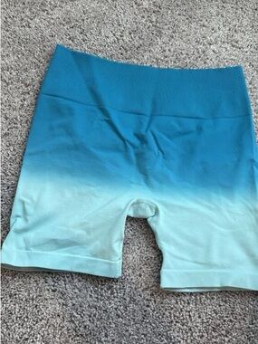 Ombre High-Waist Women’s Bike Shorts - Teal Gradient
